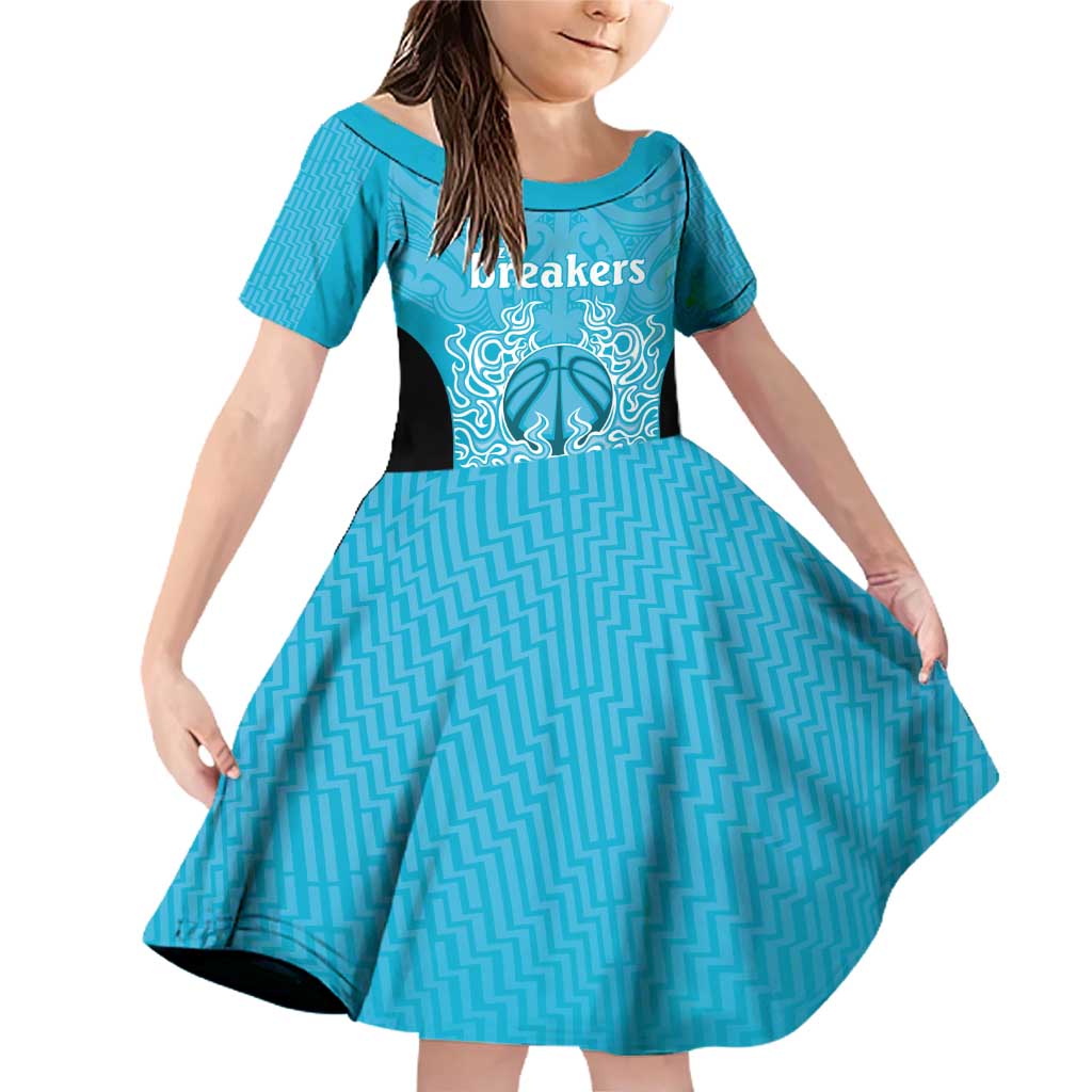 New Zealand Custom Family Matching Off Shoulder Short Dress and Hawaiian Shirt Fire Basketball Maori Tribal Sky Blue - Aussie Hoodie