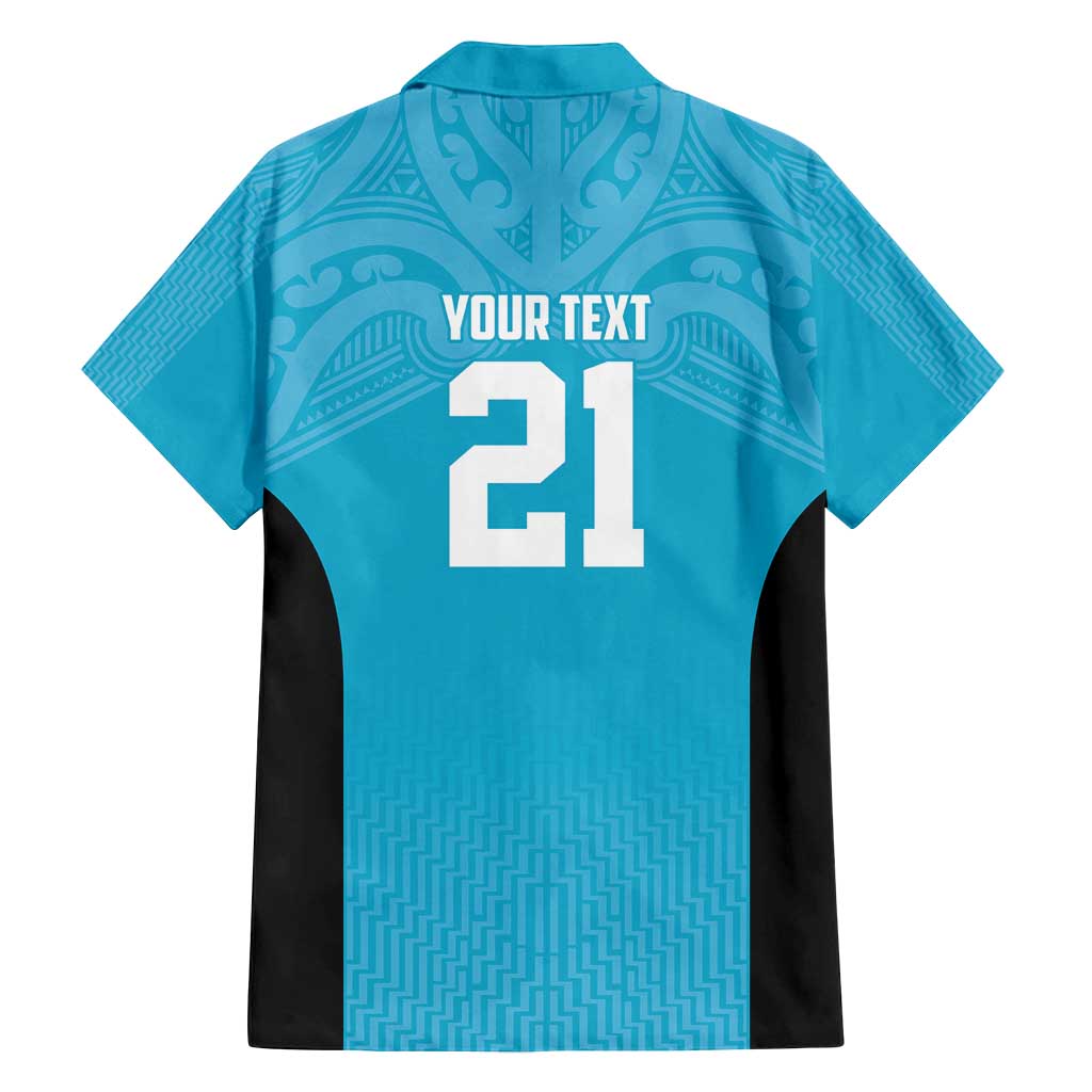 New Zealand Custom Family Matching Off Shoulder Short Dress and Hawaiian Shirt Fire Basketball Maori Tribal Sky Blue - Aussie Hoodie
