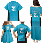 New Zealand Custom Family Matching Puletasi and Hawaiian Shirt Fire Basketball Maori Tribal Sky Blue - Aussie Hoodie