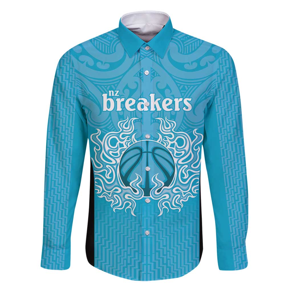 New Zealand Custom Family Matching Puletasi and Hawaiian Shirt Fire Basketball Maori Tribal Sky Blue - Aussie Hoodie