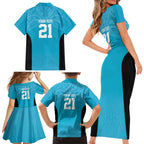 New Zealand Custom Family Matching Short Sleeve Bodycon Dress and Hawaiian Shirt Fire Basketball Maori Tribal Sky Blue - Aussie Hoodie