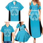 New Zealand Custom Family Matching Summer Maxi Dress and Hawaiian Shirt Fire Basketball Maori Tribal Sky Blue - Aussie Hoodie