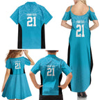 New Zealand Custom Family Matching Summer Maxi Dress and Hawaiian Shirt Fire Basketball Maori Tribal Sky Blue - Aussie Hoodie