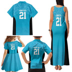 New Zealand Custom Family Matching Tank Maxi Dress and Hawaiian Shirt Fire Basketball Maori Tribal Sky Blue - Aussie Hoodie