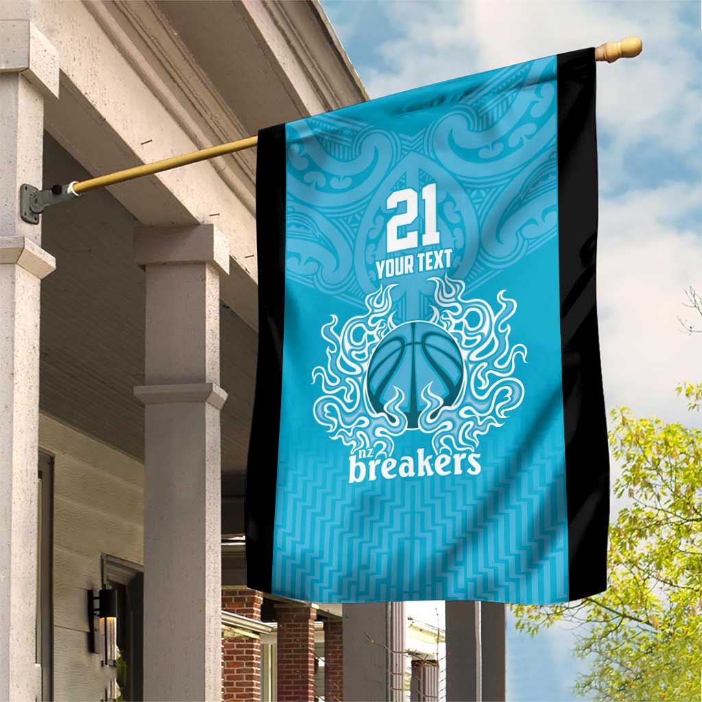 New Zealand Custom Garden Flag Fire Basketball Maori Tribal Sky Blue - Aussie Hoodie
