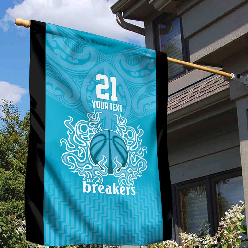 New Zealand Custom Garden Flag Fire Basketball Maori Tribal Sky Blue - Aussie Hoodie