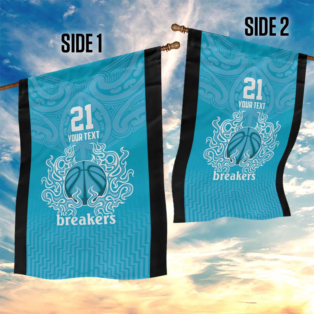 New Zealand Custom Garden Flag Fire Basketball Maori Tribal Sky Blue - Aussie Hoodie