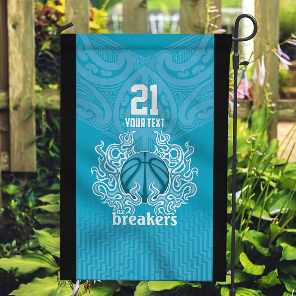 New Zealand Custom Garden Flag Fire Basketball Maori Tribal Sky Blue - Aussie Hoodie
