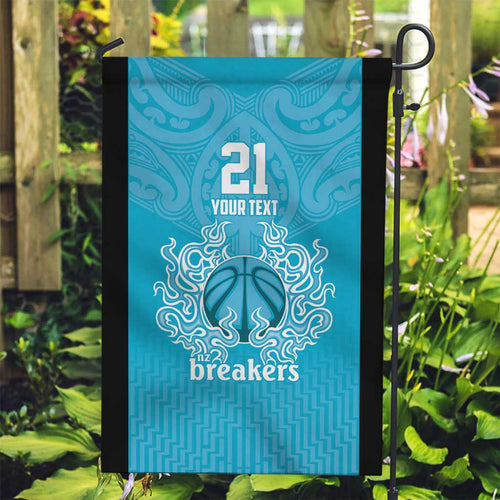 New Zealand Custom Garden Flag Fire Basketball Maori Tribal Sky Blue - Aussie Hoodie