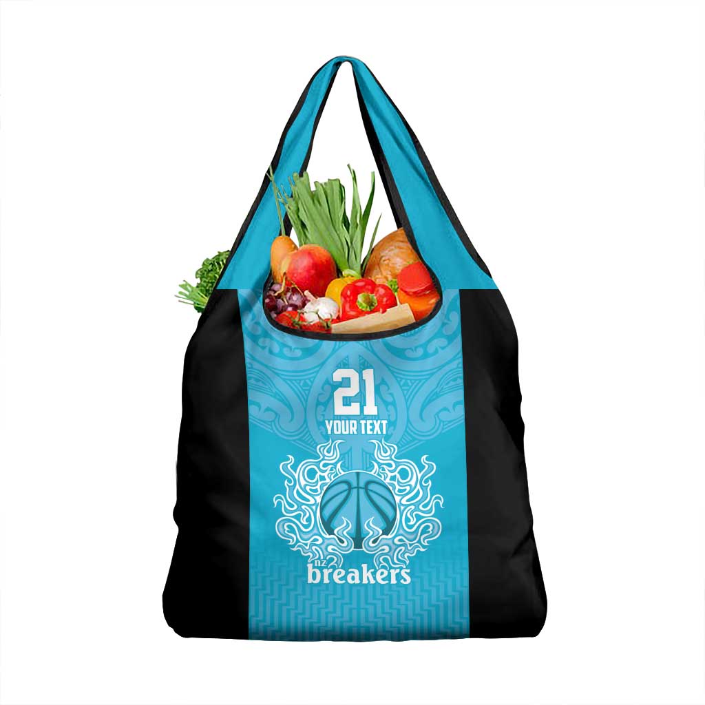 New Zealand Custom Grocery Bag Fire Basketball Maori Tribal Sky Blue - Aussie Hoodie