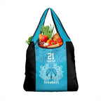 New Zealand Custom Grocery Bag Fire Basketball Maori Tribal Sky Blue - Aussie Hoodie