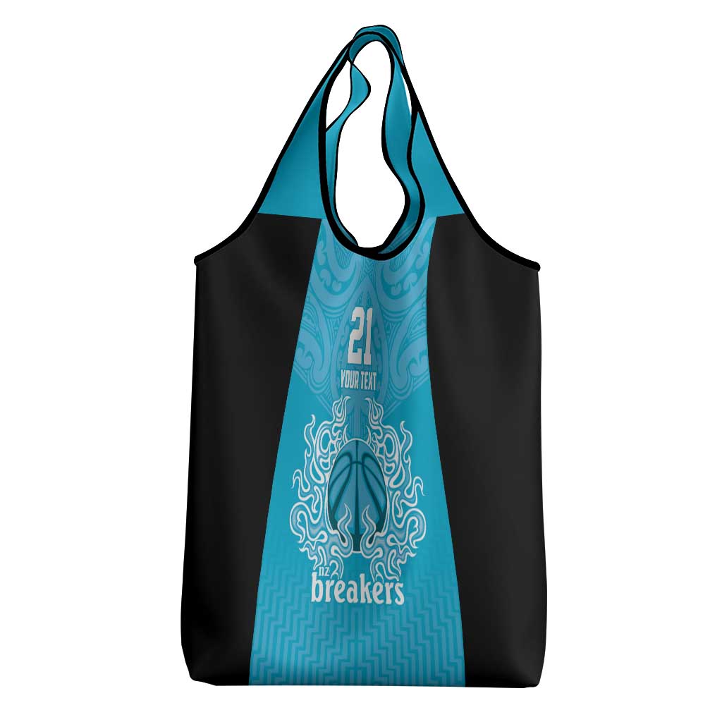 New Zealand Custom Grocery Bag Fire Basketball Maori Tribal Sky Blue - Aussie Hoodie