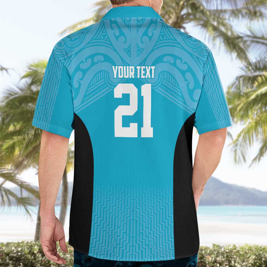 New Zealand Custom Hawaiian Shirt Fire Basketball Maori Tribal Sky Blue - Aussie Hoodie