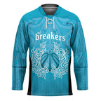 New Zealand Custom Hockey Jersey Fire Basketball Maori Tribal Sky Blue - Aussie Hoodie