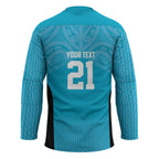 New Zealand Custom Hockey Jersey Fire Basketball Maori Tribal Sky Blue - Aussie Hoodie