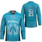 New Zealand Custom Hockey Jersey Fire Basketball Maori Tribal Sky Blue - Aussie Hoodie