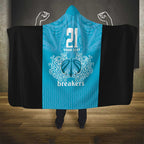 New Zealand Custom Hooded Blanket Fire Basketball Maori Tribal Sky Blue - Aussie Hoodie