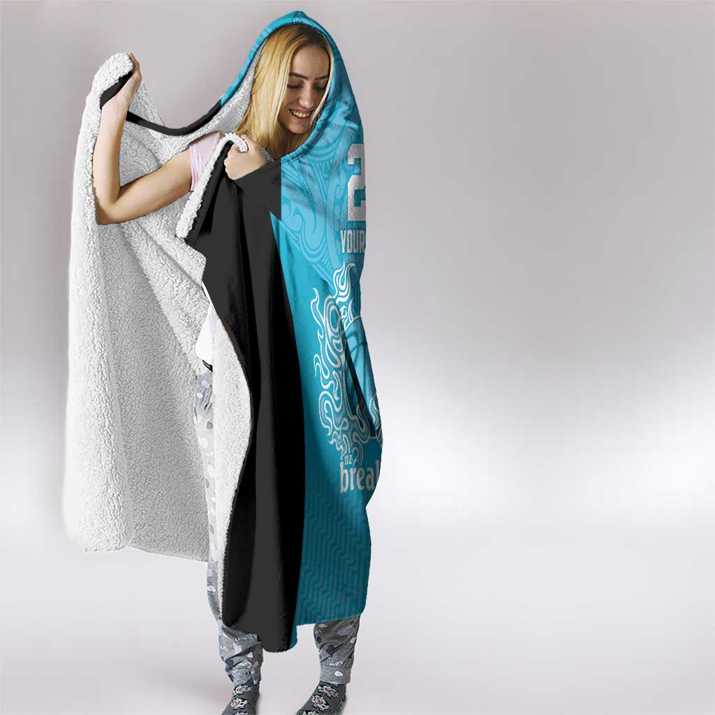New Zealand Custom Hooded Blanket Fire Basketball Maori Tribal Sky Blue - Aussie Hoodie