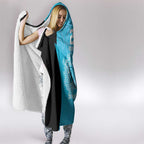 New Zealand Custom Hooded Blanket Fire Basketball Maori Tribal Sky Blue - Aussie Hoodie