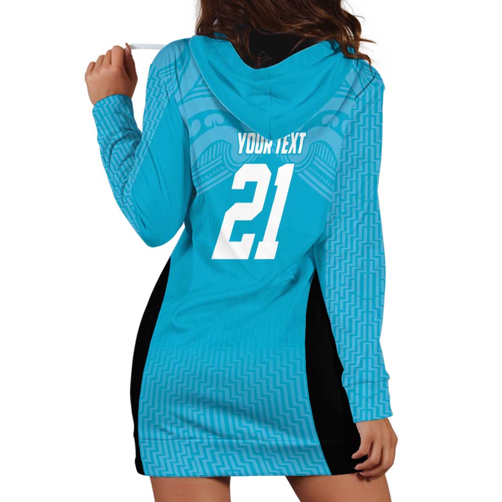 New Zealand Custom Hoodie Dress Fire Basketball Maori Tribal Sky Blue - Aussie Hoodie