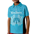 New Zealand Custom Kid Polo Shirt Fire Basketball Maori Tribal Sky Blue - Aussie Hoodie