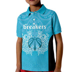 New Zealand Custom Kid Polo Shirt Fire Basketball Maori Tribal Sky Blue - Aussie Hoodie