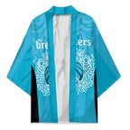 New Zealand Custom Kimono Fire Basketball Maori Tribal Sky Blue - Aussie Hoodie
