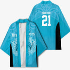 New Zealand Custom Kimono Fire Basketball Maori Tribal Sky Blue - Aussie Hoodie