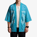 New Zealand Custom Kimono Fire Basketball Maori Tribal Sky Blue - Aussie Hoodie