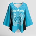 New Zealand Custom Kimono Sleeve Blouse Fire Basketball Maori Tribal Sky Blue - Aussie Hoodie