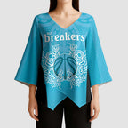 New Zealand Custom Kimono Sleeve Blouse Fire Basketball Maori Tribal Sky Blue - Aussie Hoodie