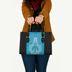 New Zealand Custom Leather Bag Fire Basketball Maori Tribal Sky Blue - Aussie Hoodie