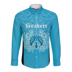 New Zealand Custom Long Sleeve Button Shirt Fire Basketball Maori Tribal Sky Blue - Aussie Hoodie
