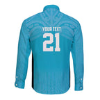 New Zealand Custom Long Sleeve Button Shirt Fire Basketball Maori Tribal Sky Blue - Aussie Hoodie