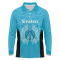 New Zealand Custom Long Sleeve Polo Shirt Fire Basketball Maori Tribal Sky Blue - Aussie Hoodie