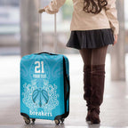 New Zealand Custom Luggage Cover Fire Basketball Maori Tribal Sky Blue - Aussie Hoodie