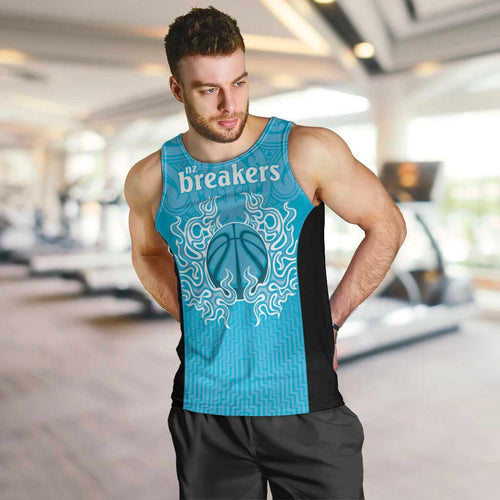 New Zealand Custom Men Tank Top Fire Basketball Maori Tribal Sky Blue - Aussie Hoodie