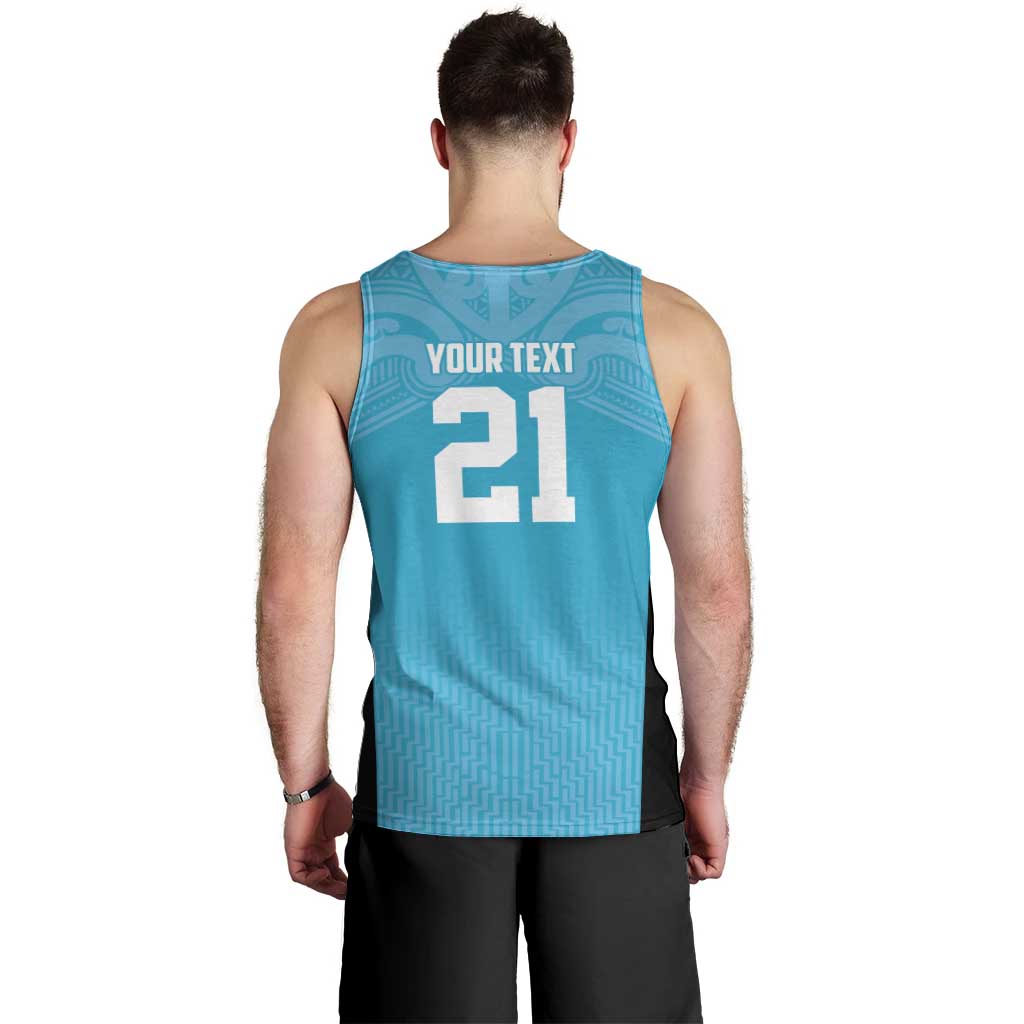 New Zealand Custom Men Tank Top Fire Basketball Maori Tribal Sky Blue - Aussie Hoodie