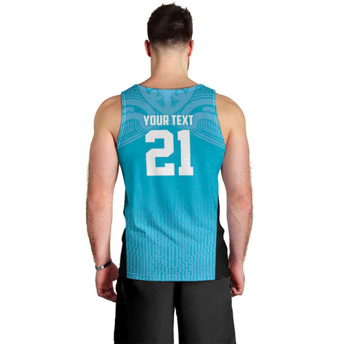 New Zealand Custom Men Tank Top Fire Basketball Maori Tribal Sky Blue - Aussie Hoodie
