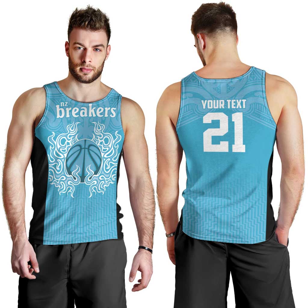 New Zealand Custom Men Tank Top Fire Basketball Maori Tribal Sky Blue - Aussie Hoodie