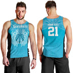 New Zealand Custom Men Tank Top Fire Basketball Maori Tribal Sky Blue - Aussie Hoodie