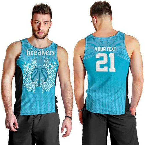 New Zealand Custom Men Tank Top Fire Basketball Maori Tribal Sky Blue - Aussie Hoodie