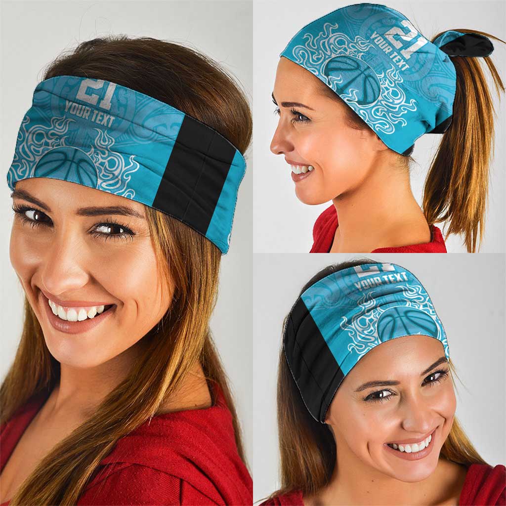 New Zealand Custom Neck Gaiter Fire Basketball Maori Tribal Sky Blue LT9