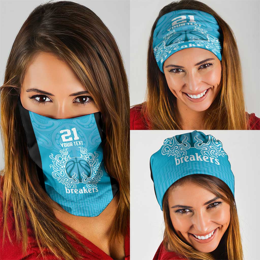 New Zealand Custom Neck Gaiter Fire Basketball Maori Tribal Sky Blue LT9