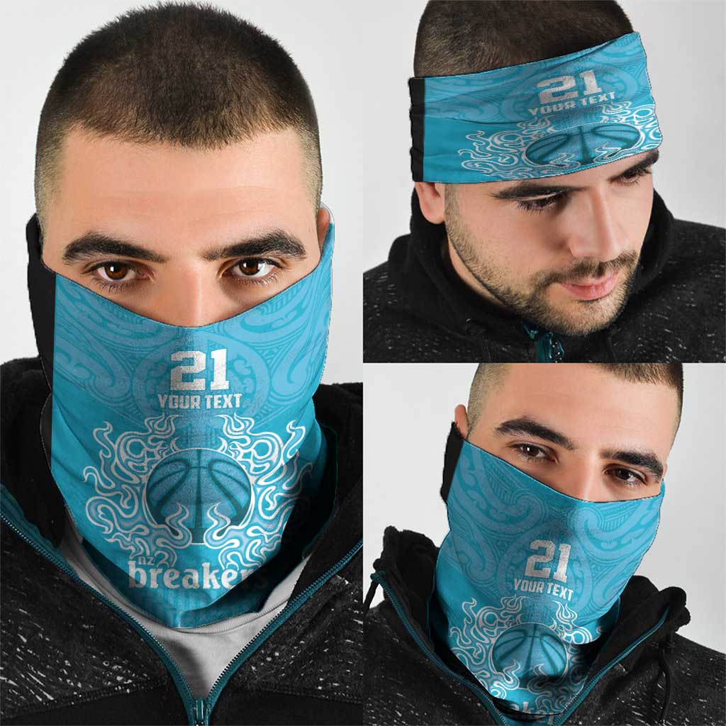 New Zealand Custom Neck Gaiter Fire Basketball Maori Tribal Sky Blue LT9
