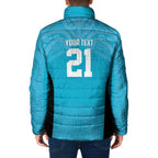 New Zealand Custom Padded Jacket Fire Basketball Maori Tribal Sky Blue - Aussie Hoodie