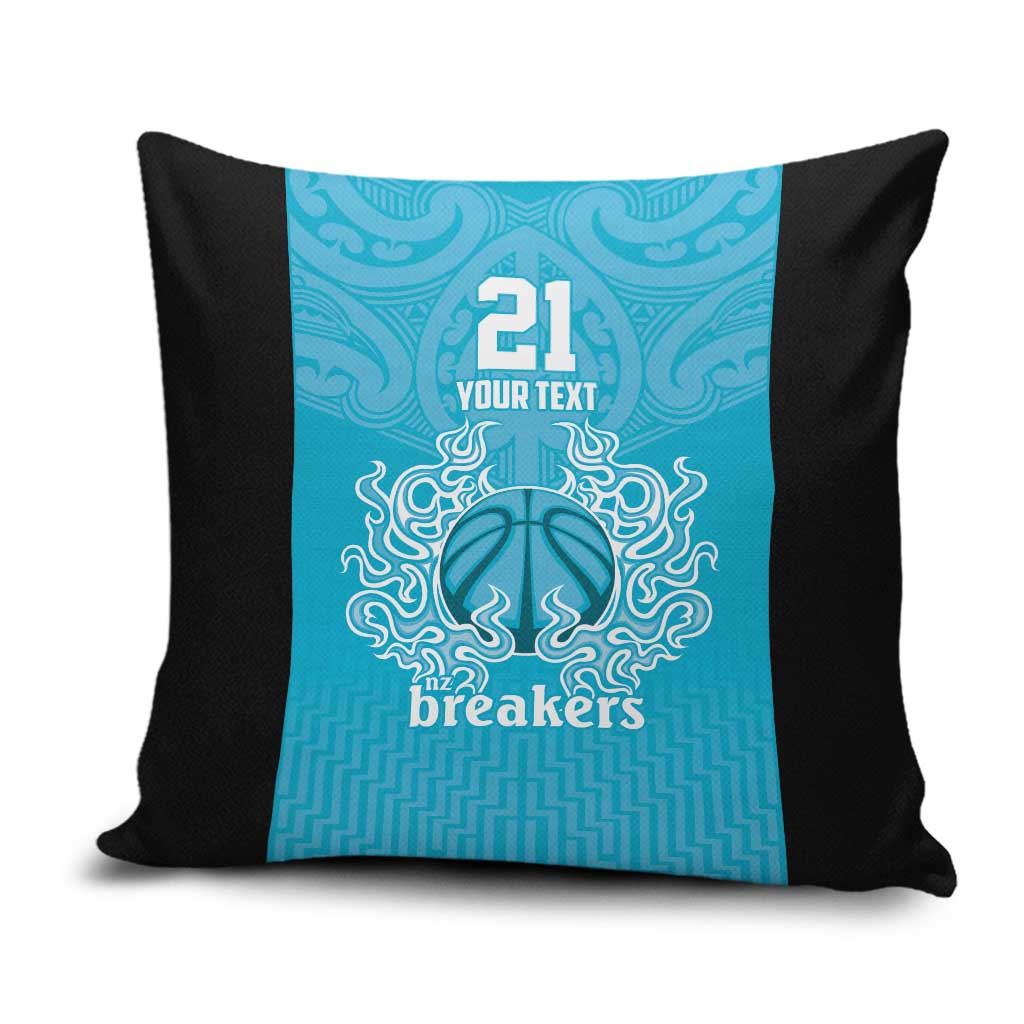 New Zealand Custom Pillow Cover Fire Basketball Maori Tribal Sky Blue - Aussie Hoodie