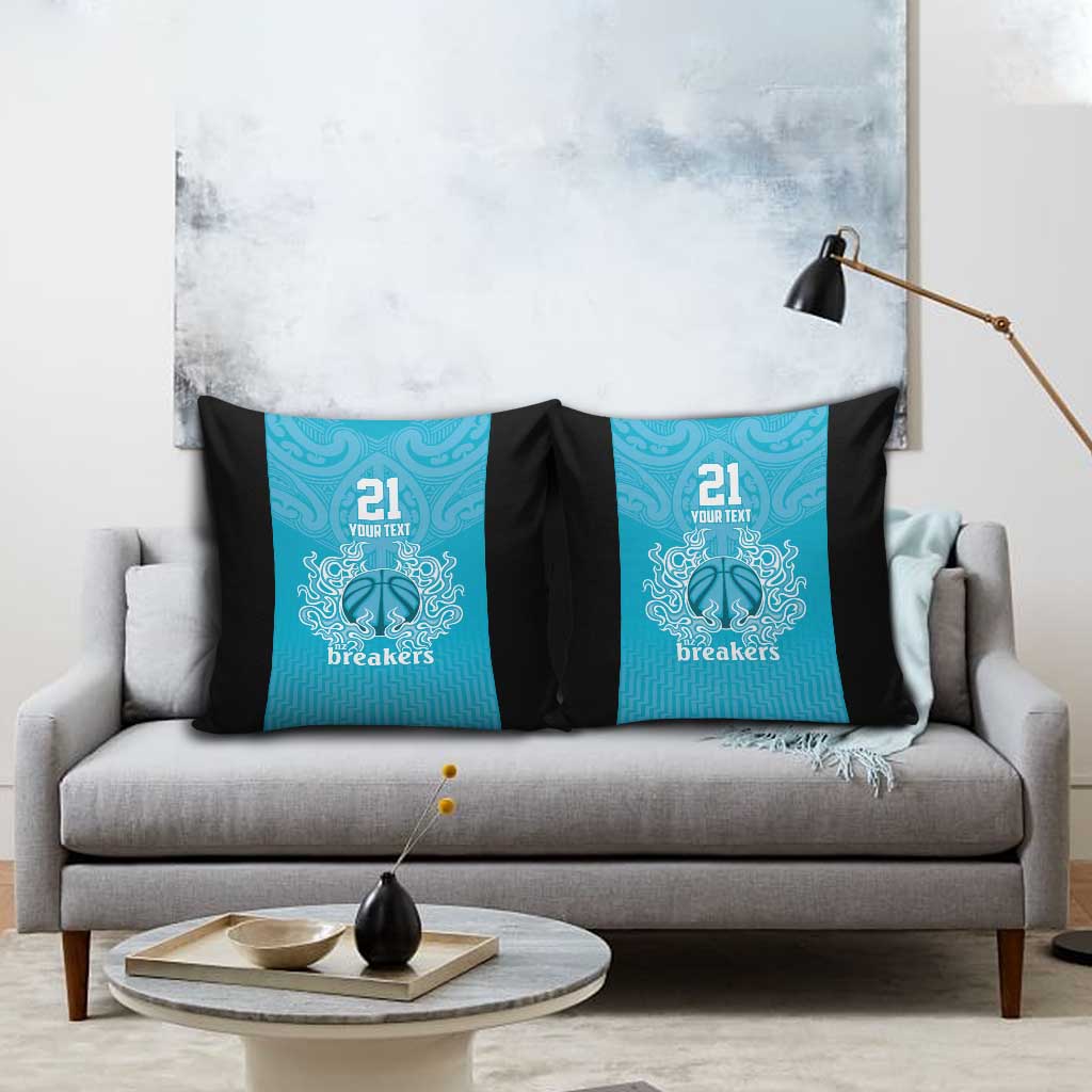 New Zealand Custom Pillow Cover Fire Basketball Maori Tribal Sky Blue - Aussie Hoodie