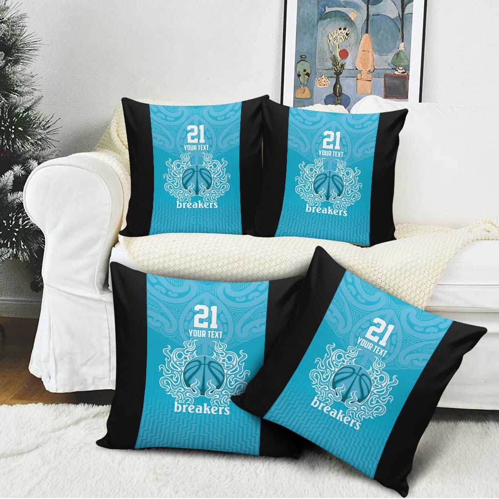 New Zealand Custom Pillow Cover Fire Basketball Maori Tribal Sky Blue - Aussie Hoodie