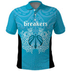 New Zealand Custom Polo Shirt Fire Basketball Maori Tribal Sky Blue - Aussie Hoodie